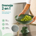 Frutero con sistema de drenaje 2 en 1 para lavar, escurrir y servir frutas y verduras