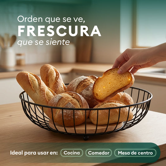 Frutero de Metal con Base de Madera Modelo Niko