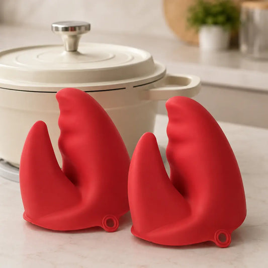 Agarraderas de silicona resistentes al calor color rojo para manipular ollas y recipientes calientes