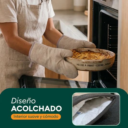 Guantes térmicos para horno con diseño acolchado para manipular recipientes y bandejas calientes
