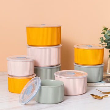 Set de 3 Tazones de Cerámica Seal con Tapa Hermética