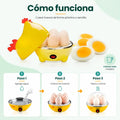 Cocedor de huevos eléctrico mostrando paso a paso cómo preparar huevos de forma sencilla