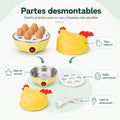 Cocedor eléctrico de huevos con diseño de gallina y piezas desmontables para facilitar la limpieza