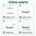 Instrucciones de uso del humidificador volcán con luz LED y sistema de pulverización