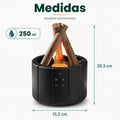 Medidas del difusor de aromaterapia con efecto llama LED y diseño compacto