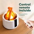 Difusor de aromaterapia con efecto fuego LED y control remoto para manejar sus funciones