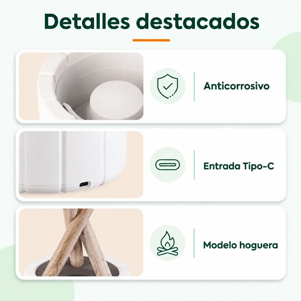 Difusor de aromas con diseño decorativo, salida de vapor y efecto de iluminación tipo llama