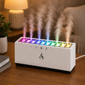 Humidificador con pulverización al ritmo de la música, múltiples salidas de vapor y luces LED de colores