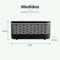 Medidas del humidificador con efecto llama LED y diseño rectangular compacto