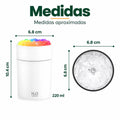 Humidificador portátil de 220 ml con diseño cilíndrico compacto y luz LED multicolor