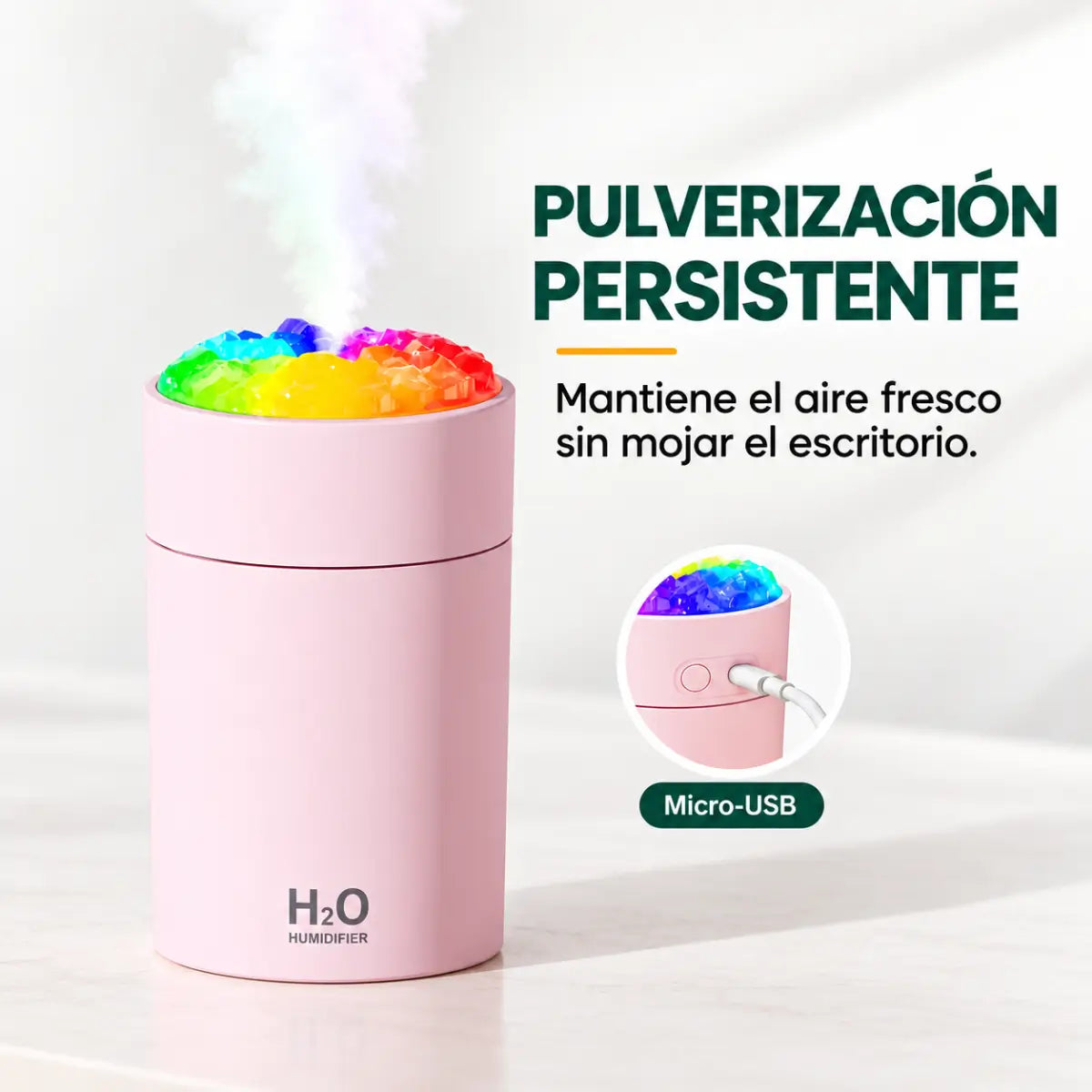 Humidificador con pulverización persistente y vapor continuo para ambientar espacios pequeños