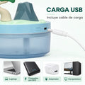 Humidificador USB con diseño compacto y conexión recargable para uso en diferentes espacios