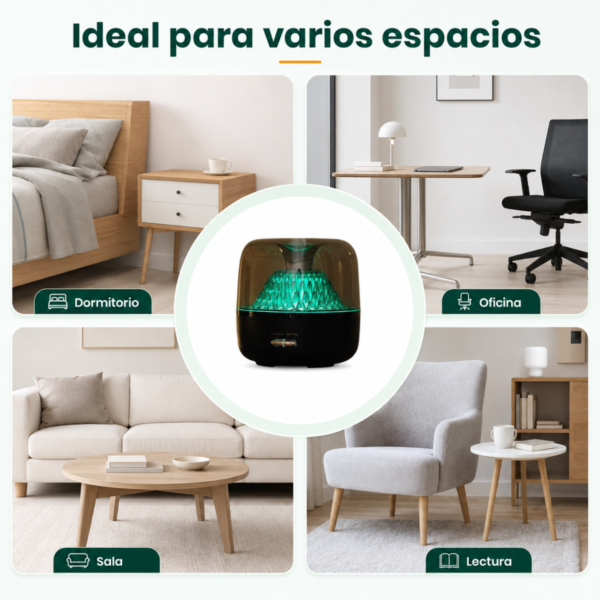 Difusor de aromaterapia con luz LED ideal para dormitorio, sala, oficina y otros espacios