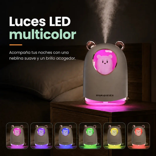 Humidificador decorativo con luces LED multicolor para crear un ambiente cálido y relajante