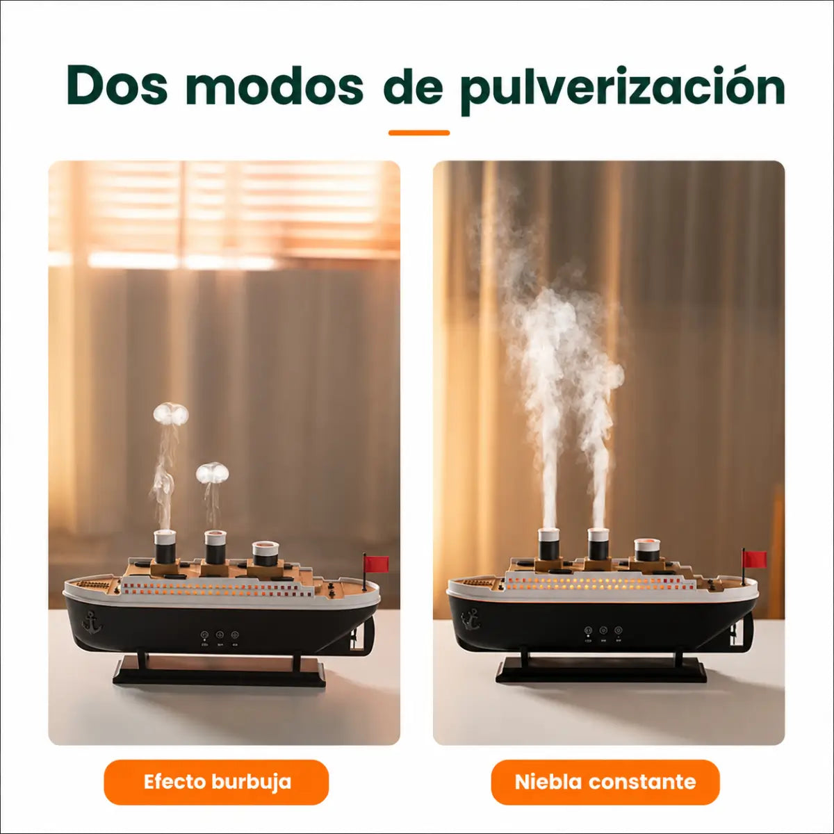 Humidificador con diferentes modos de pulverización para controlar la salida de vapor
