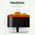 Medidas del humidificador con efecto volcán LED y diseño compacto para mesa o escritorio