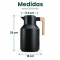 Jarra térmica de doble pared de aproximadamente 28 cm de alto y 15 cm de ancho