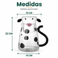 Medidas de la jarra de cristal con diseño de vaca, tapa y asa lateral