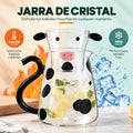 Jarra de cristal transparente con diseño de vaca para servir bebidas frías