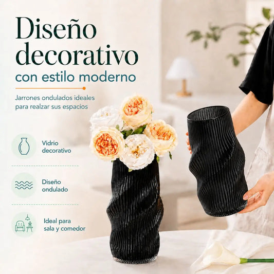 Jarrón de Vidrio Decorativo Espiral