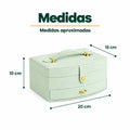 Joyero organizador con espejo y cajones de aproximadamente 24 cm de ancho, 19 cm de alto y 16 cm de fondo