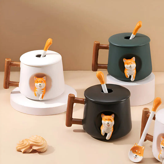 Juego De Taza Con Cuchara Modelo Shiba