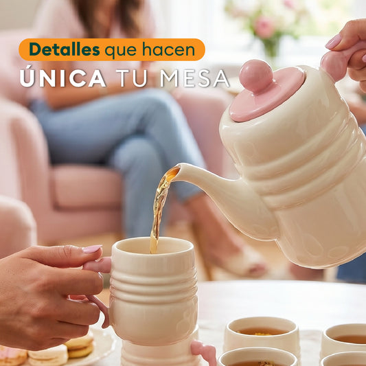 Juego de Té de 8 Piezas de Cerámica Nuvia