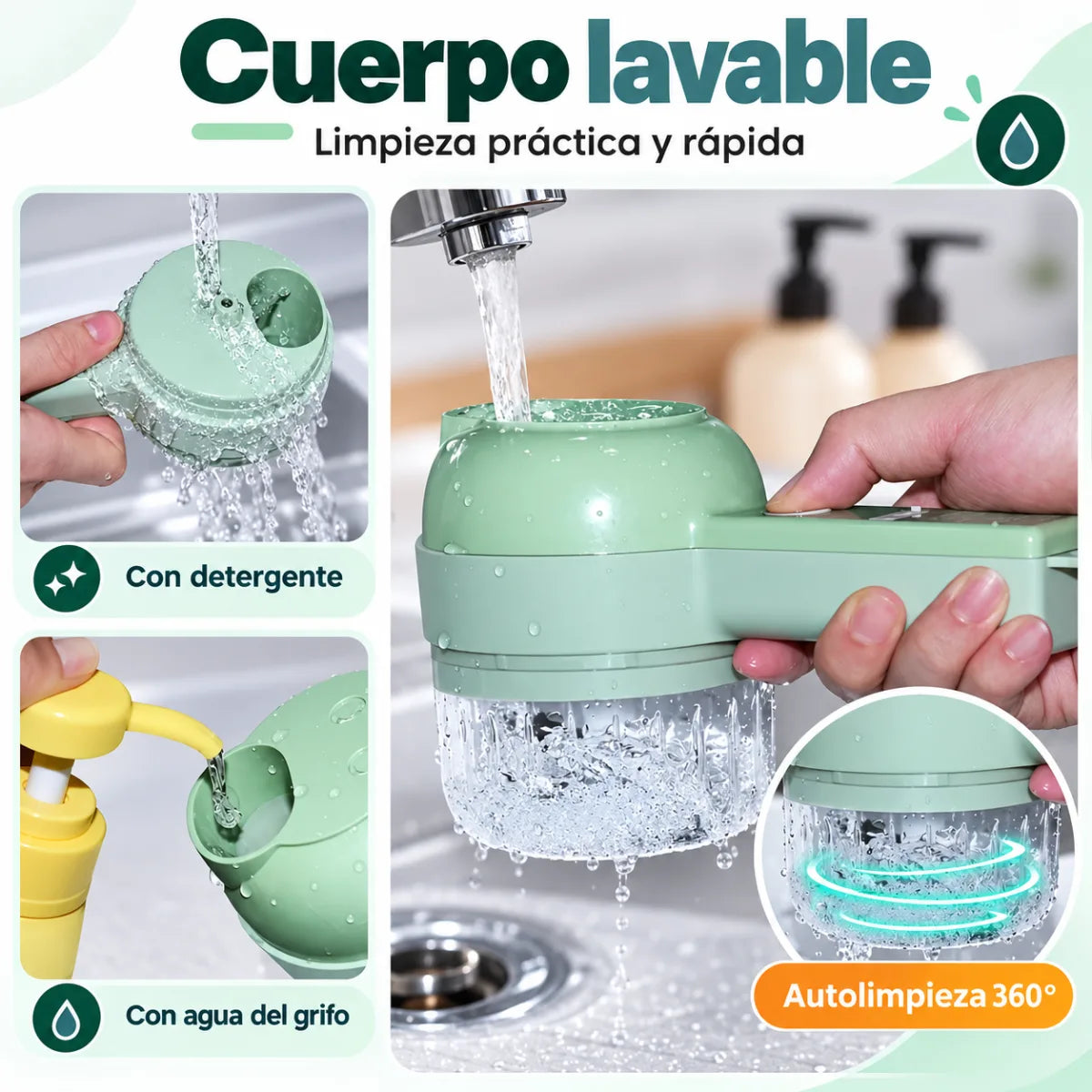 Picador de alimentos con cuerpo desmontable y lavable para facilitar la limpieza después de usar