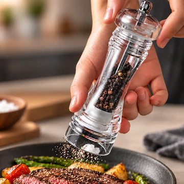 Molinillo de pimienta manual con grosor ajustable para sazonar carnes y alimentos