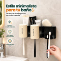Organizador de baño con portavasos de aproximadamente 33 cm de ancho