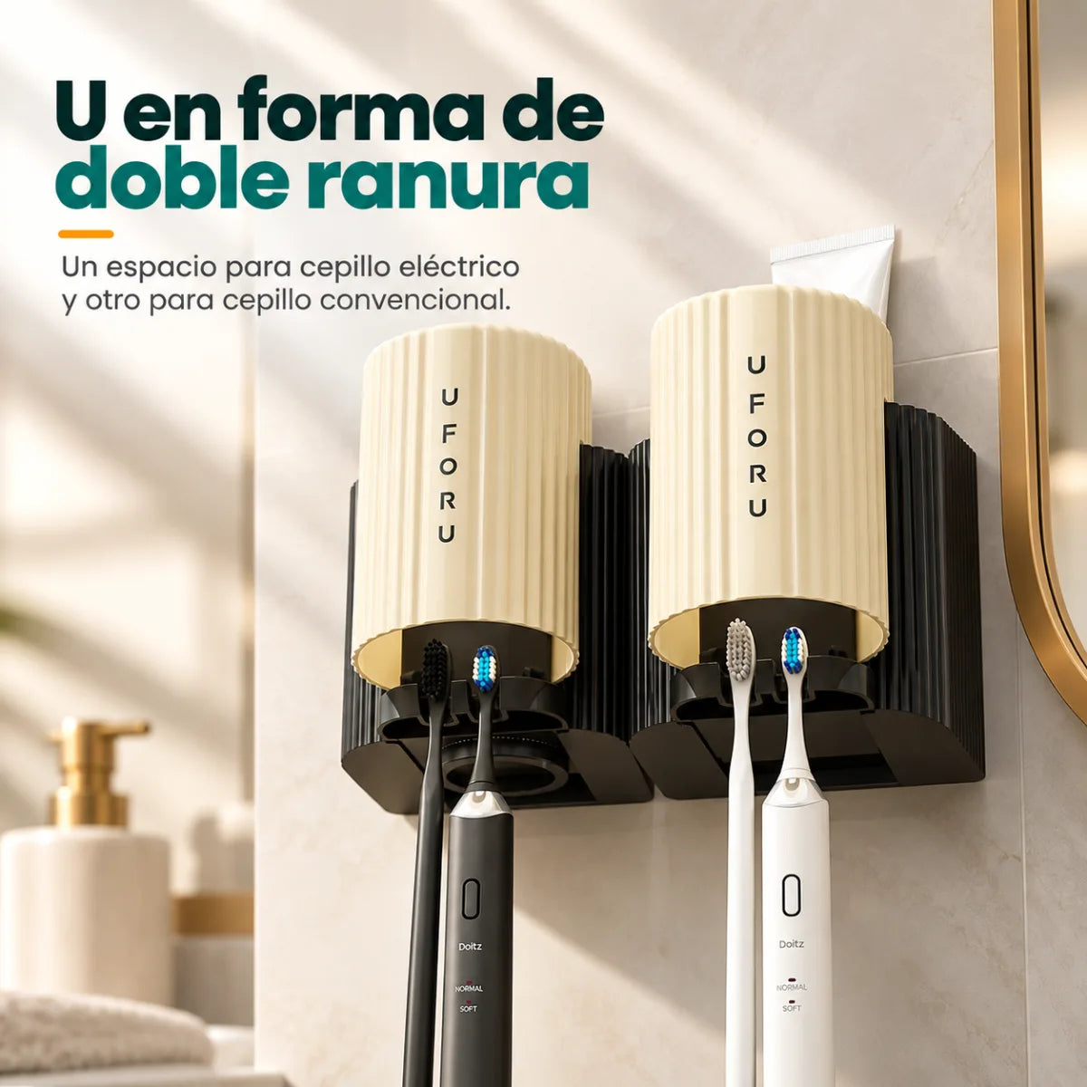 Organizador de baño de pared con instalación adhesiva fácil y sin perforar