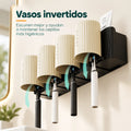 Porta cepillos de dientes con vasos individuales y soporte de pared para mantener el baño ordenado