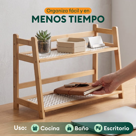 Organizador de 2 Niveles de Bambú