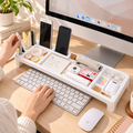 Organizador de escritorio para monitor con compartimentos para celular, útiles y accesorios de oficina