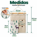 Medidas del organizador de pared con bolsillos de tela y diseño vertical colgante