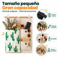 Organizador de pared compacto con varios bolsillos para guardar útiles, accesorios y pequeños objetos