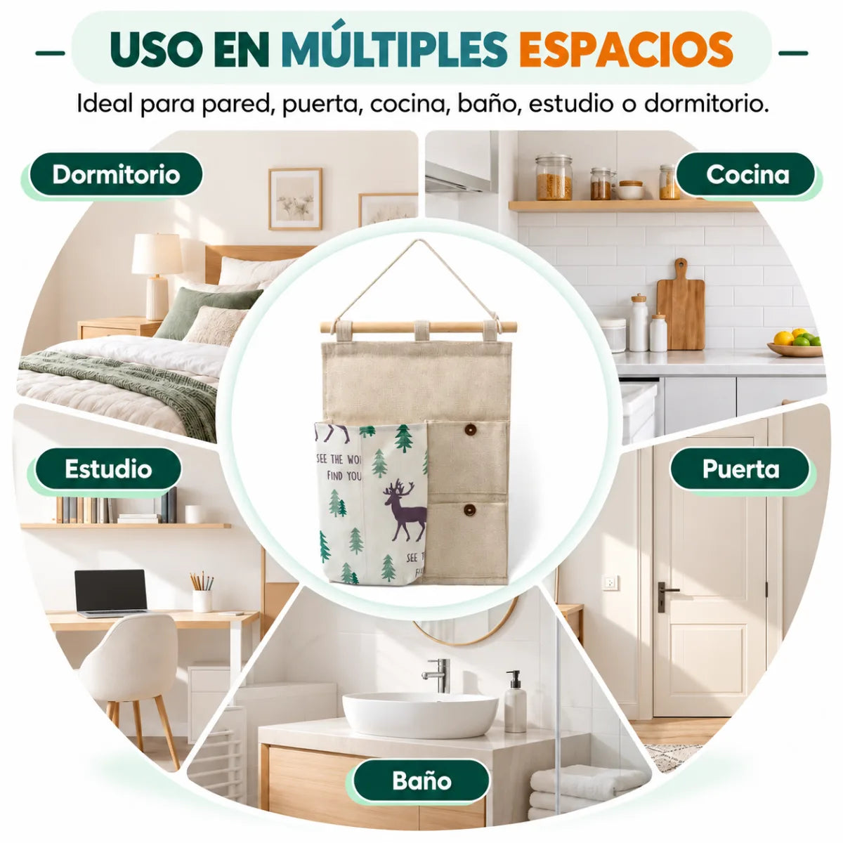 Organizador colgante de pared para dormitorio, estudio, oficina y otros espacios del hogar