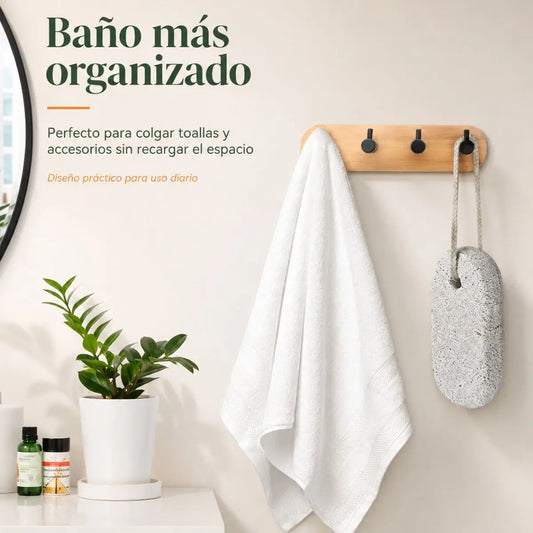 Perchero de Bambú Adhesivo 4 Ganchos