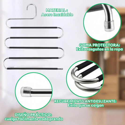 Colgador de Pantalones 5 en 1 con Silicona Antideslizante