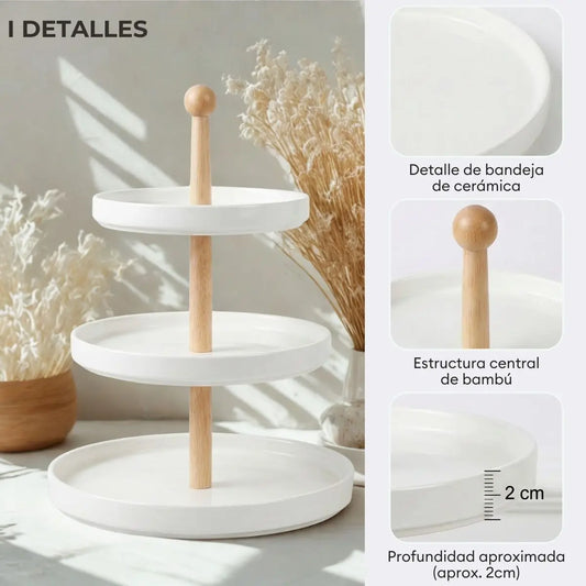 Porta Bocaditos de 3 Niveles de Cerámica