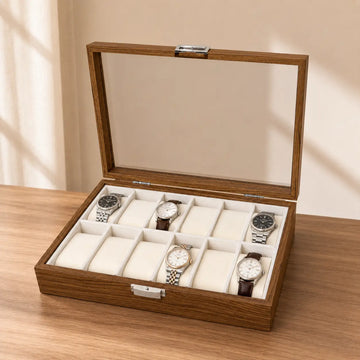 Porta Relojes de 12 Divisiones con Tapa Transparente K770