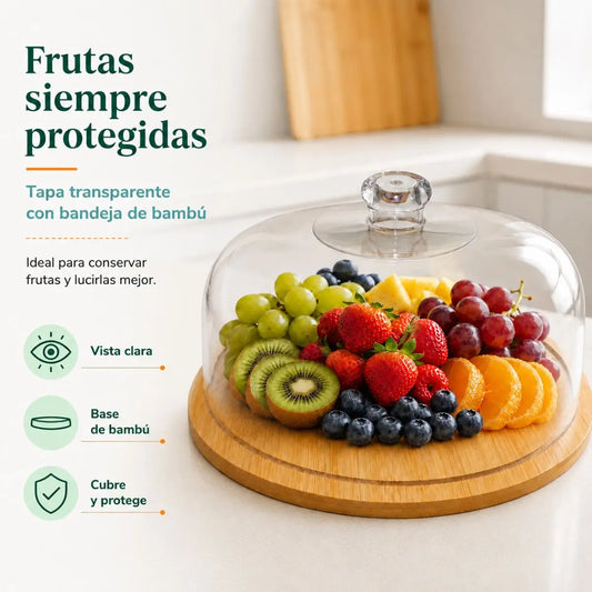 Porta Torta con Base de Bambú Redondo Myaz
