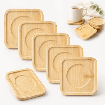 Set de 6 Posavasos de Bambú Cuadrado