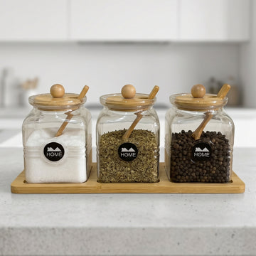 Set de 3 Condimenteros con Base Terranova