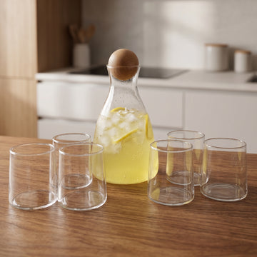 Set de Jarra de Vidrio con 6 Vasos Modelo Vitalis
