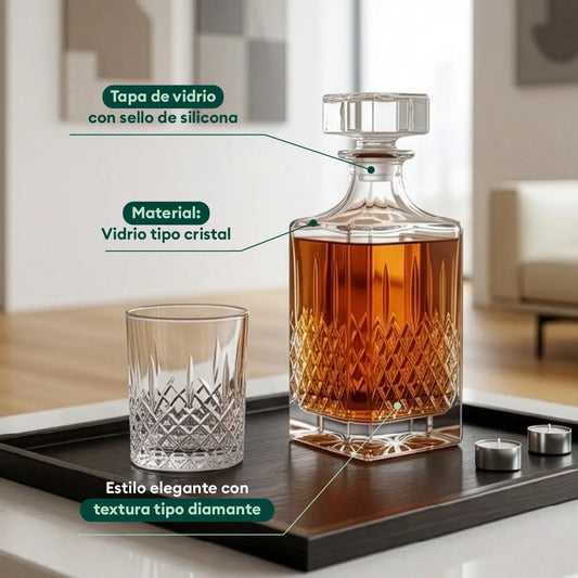 Set de Licorera de Vidrio con 6 Vasos Delisoga Estilo Cristal
