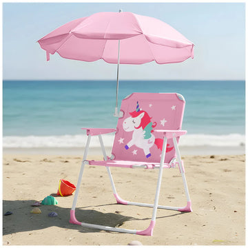 Silla Playera Plegable para Niños con Sombrilla Ajustable