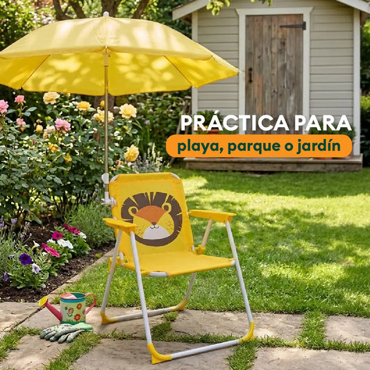Silla Playera Plegable para Niños con Sombrilla Ajustable