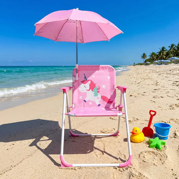 Silla Playera Plegable para Niños con Sombrilla Ajustable