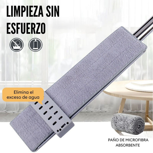 Trapeador Retráctil con Jalador de Agua y Mango de Acero Inoxidable